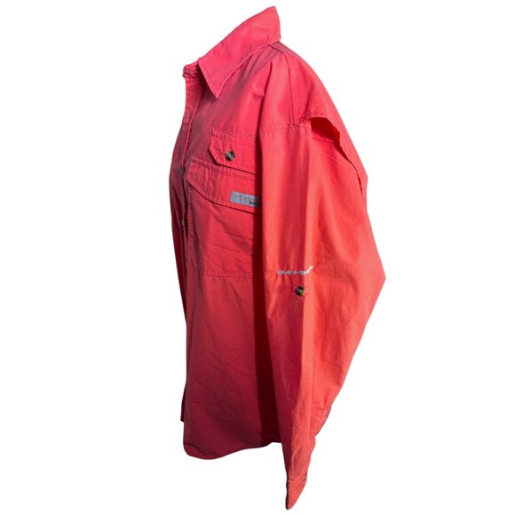 Columbia PFG Mens Long Sleeve Shirt S 65% Polyester 35% Cotton Bright Red - Picture 6 of 11